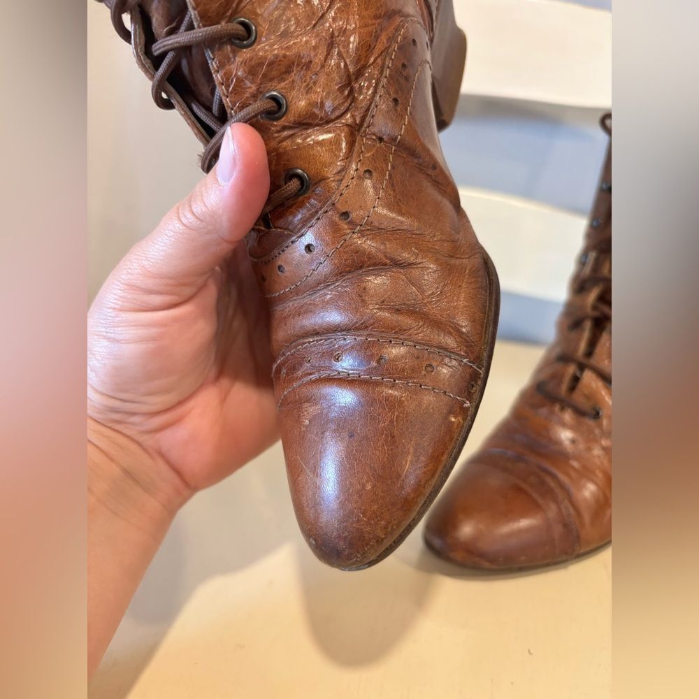 Vintage Joan & David Handmade Italian Leather Lace Up Boots 6.5 37 - Picture 7 of 7